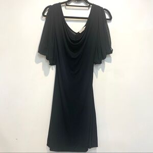 Emporio Armani Black Cowl Neck Cold Shoulder Dress